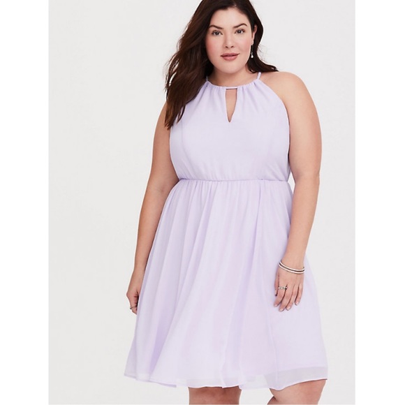 Torrid LILAC HALTER NECK CHIFFON DRESS sz 4 - Picture 2 of 16